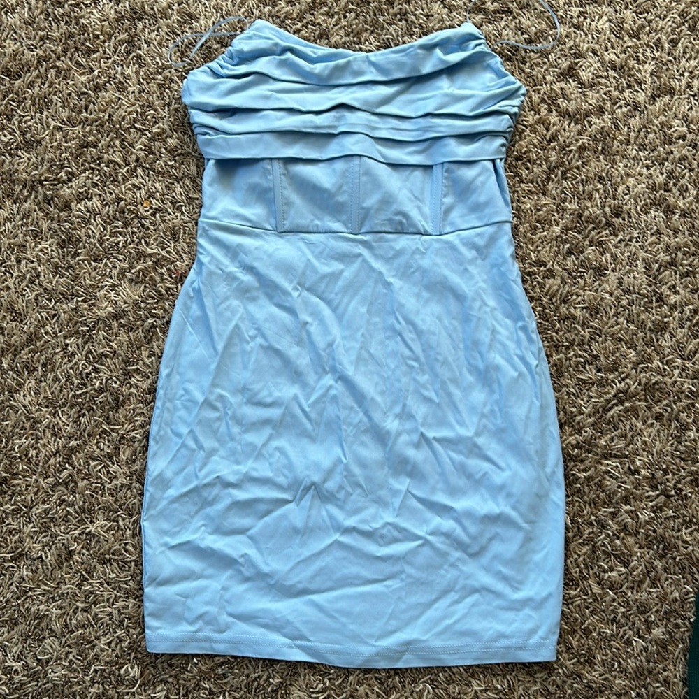 Super cute blue mini strapless corset dress size medium